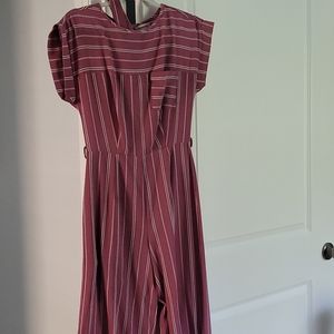 Pink striped jumpsuit
